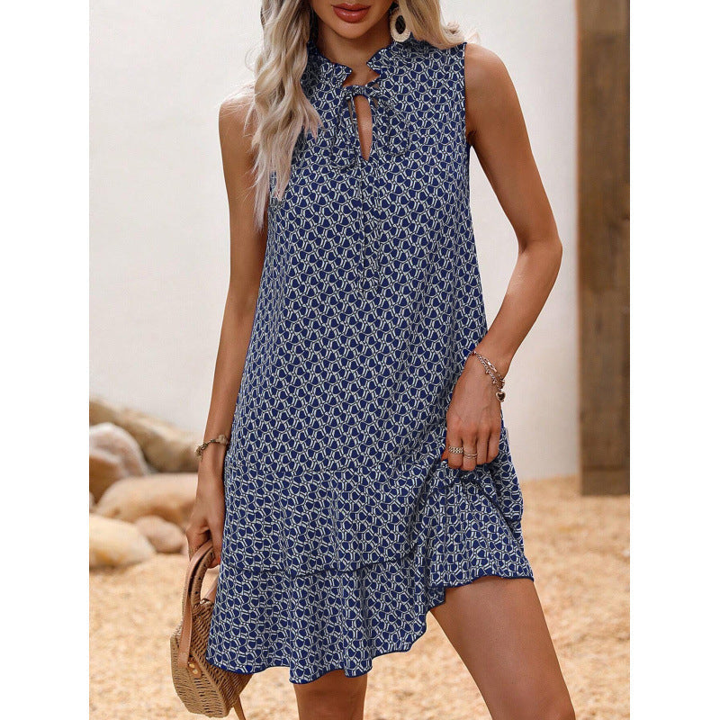 💃 Women’s Geometric Print Bow Dress – Stylish, Elegant & Effortlessly Chic ✨👗