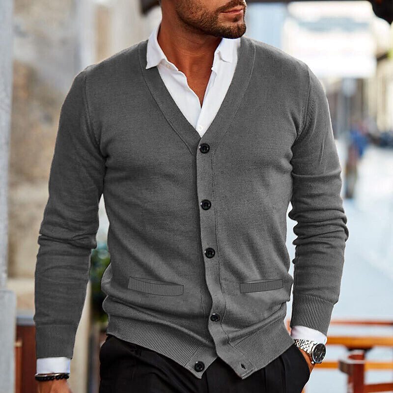 Men's Casual V-Neck Knit Cardigan