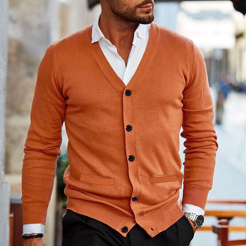 Men's Casual V-Neck Knit Cardigan