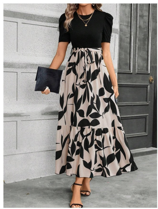 🌸Spring Specials 49% OFF🌸Women's Summer  High Waist  Dress Short Sleeve Crew Neck Floral