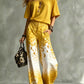 Scoop-Neck Off-the-Shoulder Top + Leopard-Print Ombré Wide-Leg Pants Set