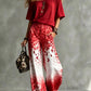 Scoop-Neck Off-the-Shoulder Top + Leopard-Print Ombré Wide-Leg Pants Set