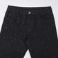 Rhinestone Embellished Slim-Fit Black Denim Jeans