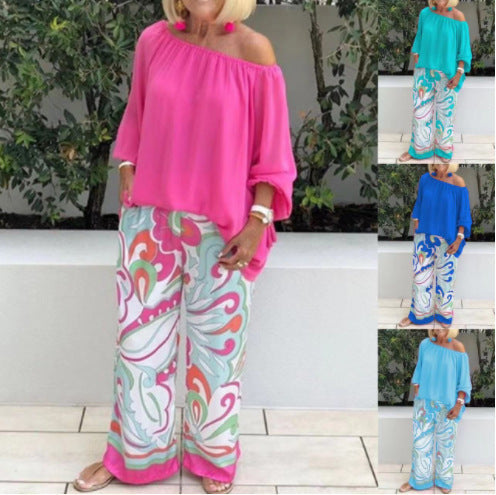 Women's Trousers and Off Shoulder Top 2-Piece