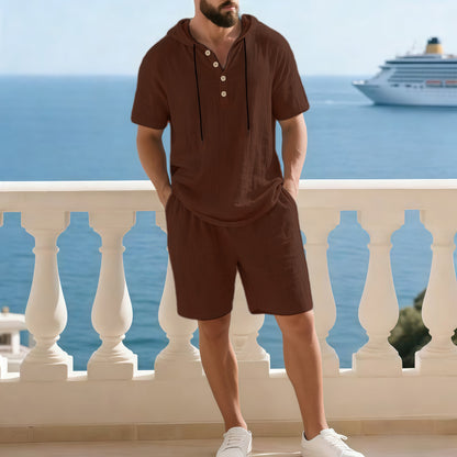 Men's Premium Summer Two-Piece Set | Casual Short-Sleeve Shirt + Shorts