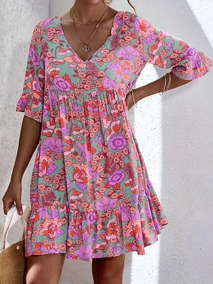🌸 Chic Summer Vibes: Floral V-Neck Dress For Every Occasion🌞