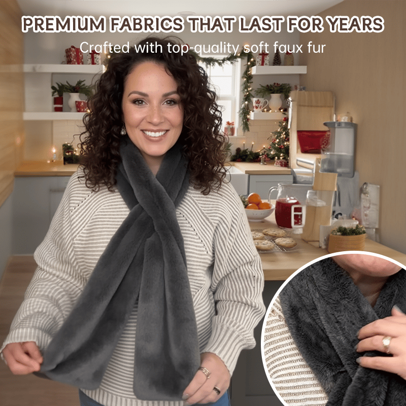 🎅Christmas Special Deals £10.99!!⚡50K+ SOLD!🧣Ultra-Soft Faux Fur Pull-Through Scarf with Secret Zipper Pocket