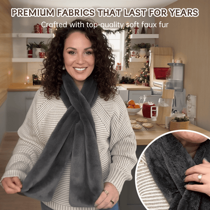 🎅Christmas Special Deals £10.99!!⚡50K+ SOLD!🧣Ultra-Soft Faux Fur Pull-Through Scarf with Secret Zipper Pocket