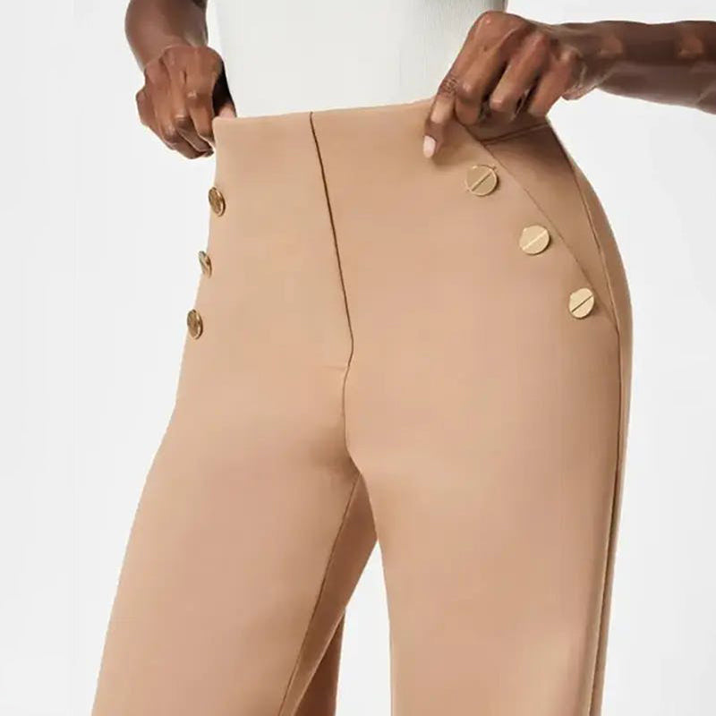 👖Three Lengths Available🔥High Stretch Tummy Control Button Wide Leg Trousers