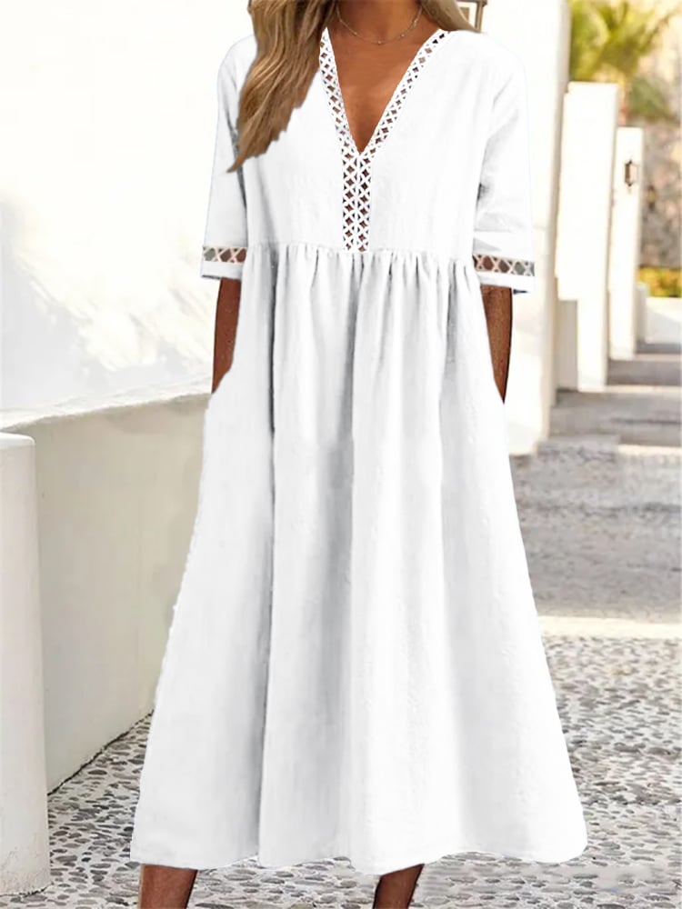 🔥HOT SALE 49% OFF💝Lace V-neck Waist-slimming Dress