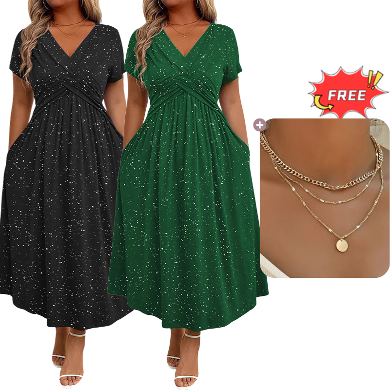 💗Women's Elegant V-Neck Twist Front Dress💗✨Let Your Charm Shine Bright