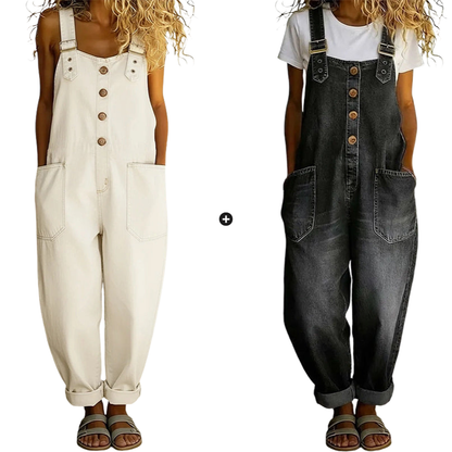Women's Casual Baggy Denim Overalls with Pockets