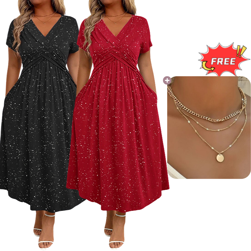 💗Women's Elegant V-Neck Twist Front Dress💗✨Let Your Charm Shine Bright