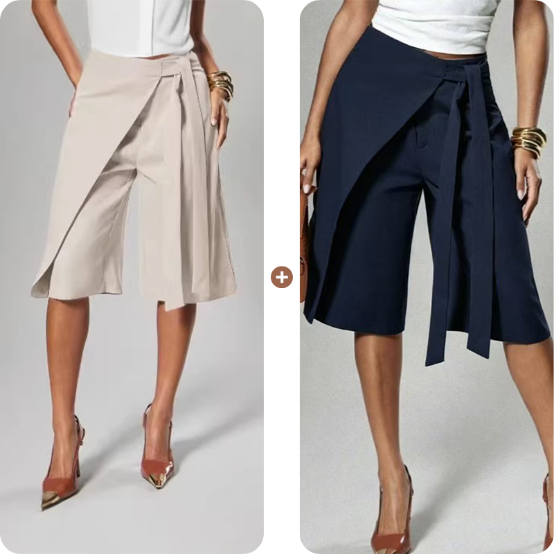 Women's Chic Tie-Front Wide-Leg Culottes