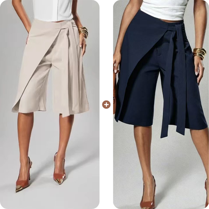 Women's Chic Tie-Front Wide-Leg Culottes