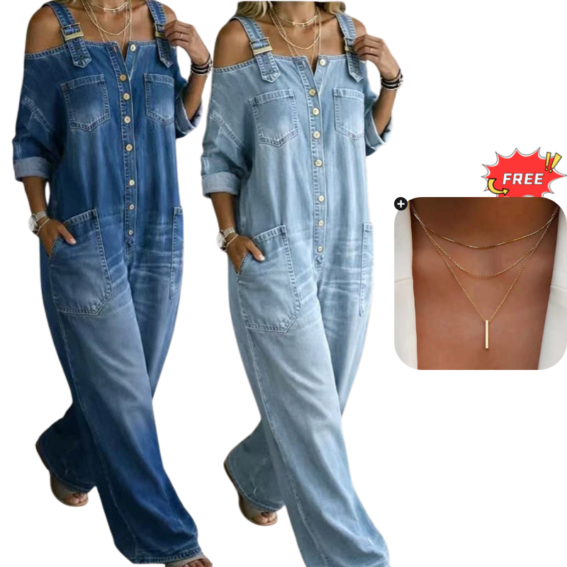 ⏳🔥LIMITED-TIME 50% OFF! 👗 Loose Fit Wide-Leg Overall Jumpsuit with Pockets – Effortless Comfort & Style ✨