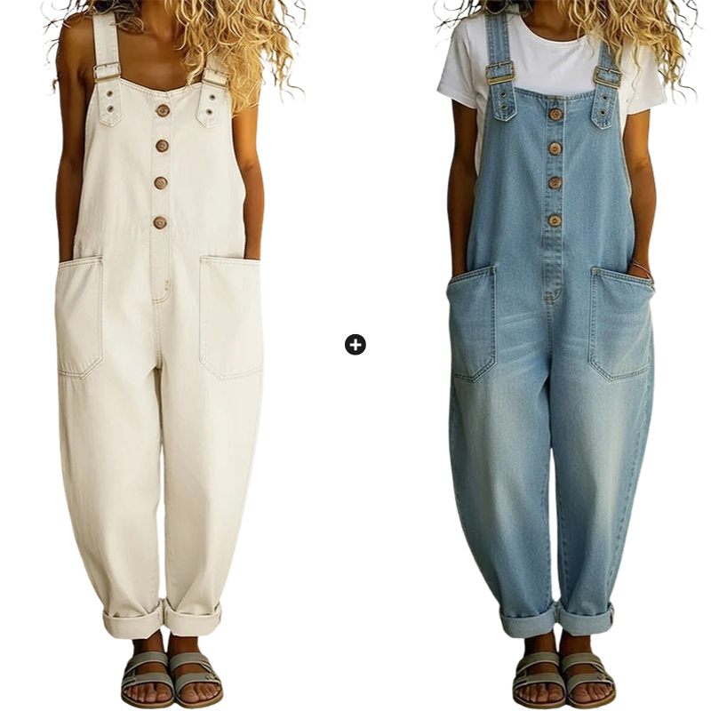 Women's Casual Baggy Denim Overalls with Pockets