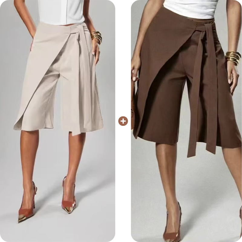 Women's Chic Tie-Front Wide-Leg Culottes