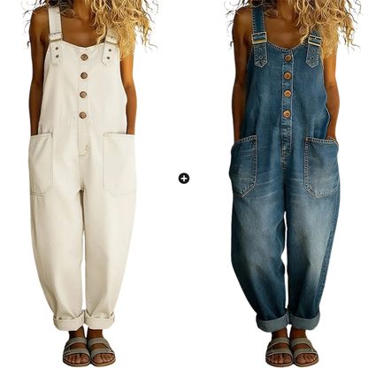 Women's Casual Baggy Denim Overalls with Pockets