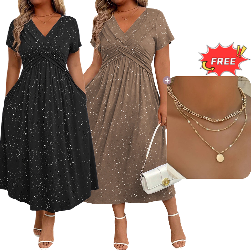 💗Women's Elegant V-Neck Twist Front Dress💗✨Let Your Charm Shine Bright