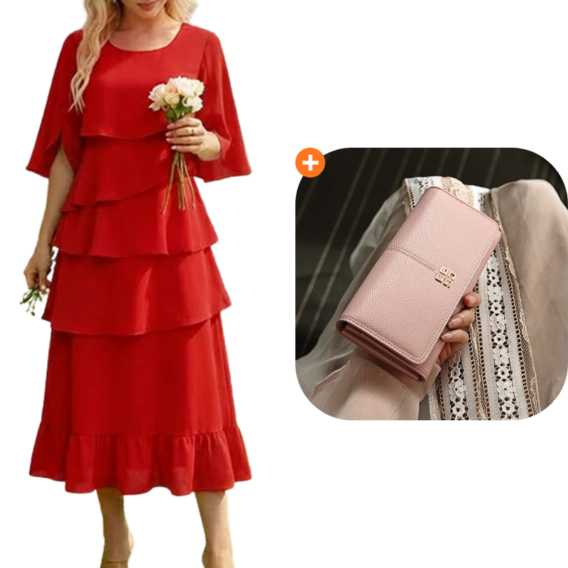 Elegant Tiered Ruffle Sleeve Dress💃✨Effortlessly Unleash Your Charm