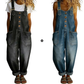 Women's Casual Baggy Denim Overalls with Pockets