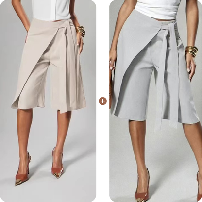 Women's Chic Tie-Front Wide-Leg Culottes