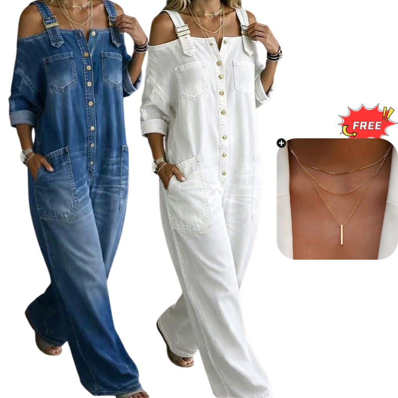 ⏳🔥LIMITED-TIME 50% OFF! 👗 Loose Fit Wide-Leg Overall Jumpsuit with Pockets – Effortless Comfort & Style ✨