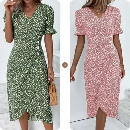 🌷49% OFF🍃Women's floral v-neck printed dress