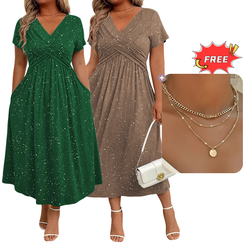 💗Women's Elegant V-Neck Twist Front Dress💗✨Let Your Charm Shine Bright