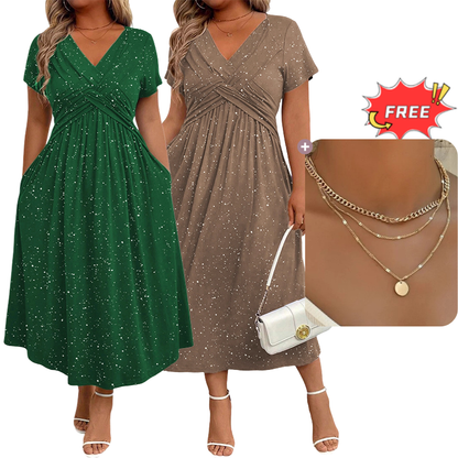 💗Women's Elegant V-Neck Twist Front Dress💗✨Let Your Charm Shine Bright
