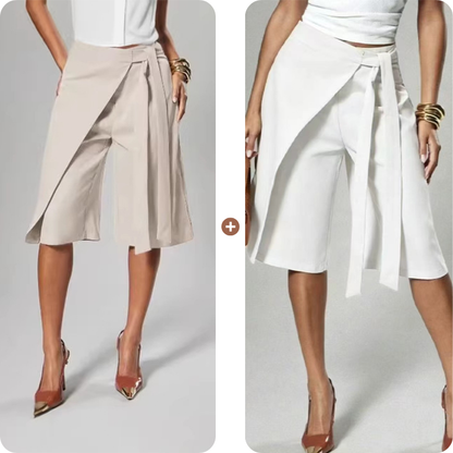 Women's Chic Tie-Front Wide-Leg Culottes