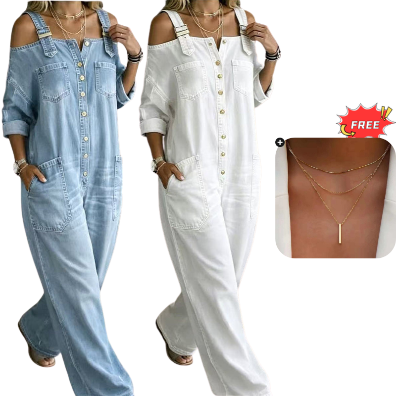 ⏳🔥LIMITED-TIME 50% OFF! 👗 Loose Fit Wide-Leg Overall Jumpsuit with Pockets – Effortless Comfort & Style ✨