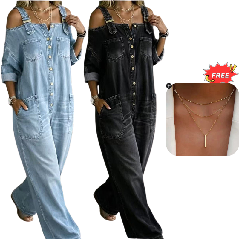 ⏳🔥LIMITED-TIME 50% OFF! 👗 Loose Fit Wide-Leg Overall Jumpsuit with Pockets – Effortless Comfort & Style ✨