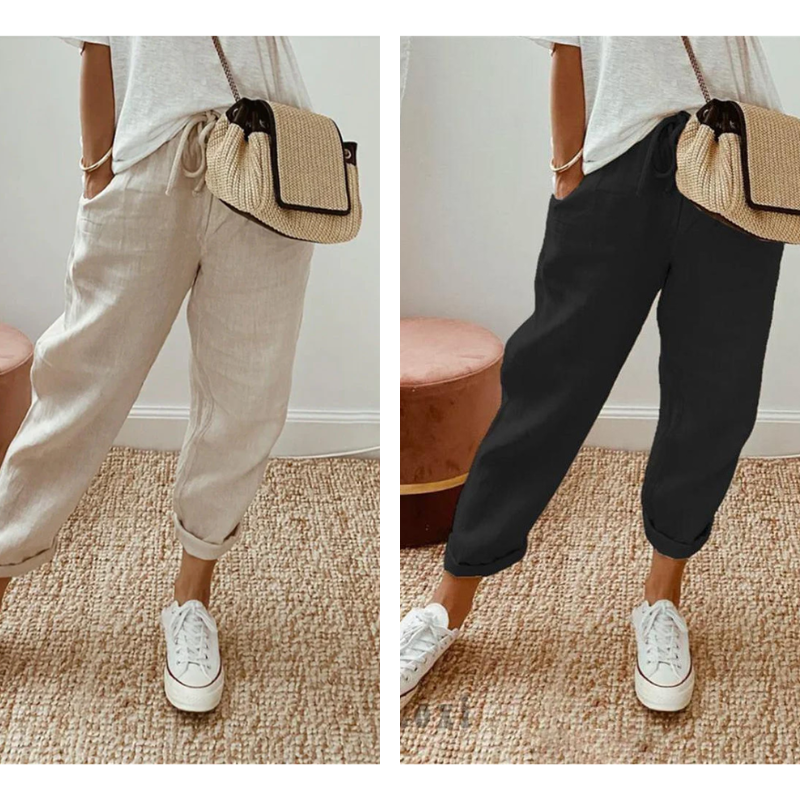 👖Casual Cotton and Linen Pants for Women – Breathable, High-Waisted & Ankle-Length Elegance🤍