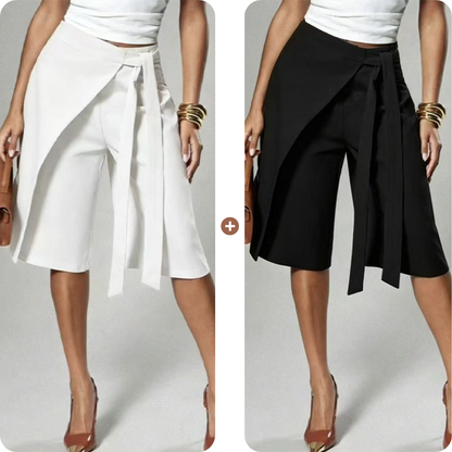 Women's Chic Tie-Front Wide-Leg Culottes