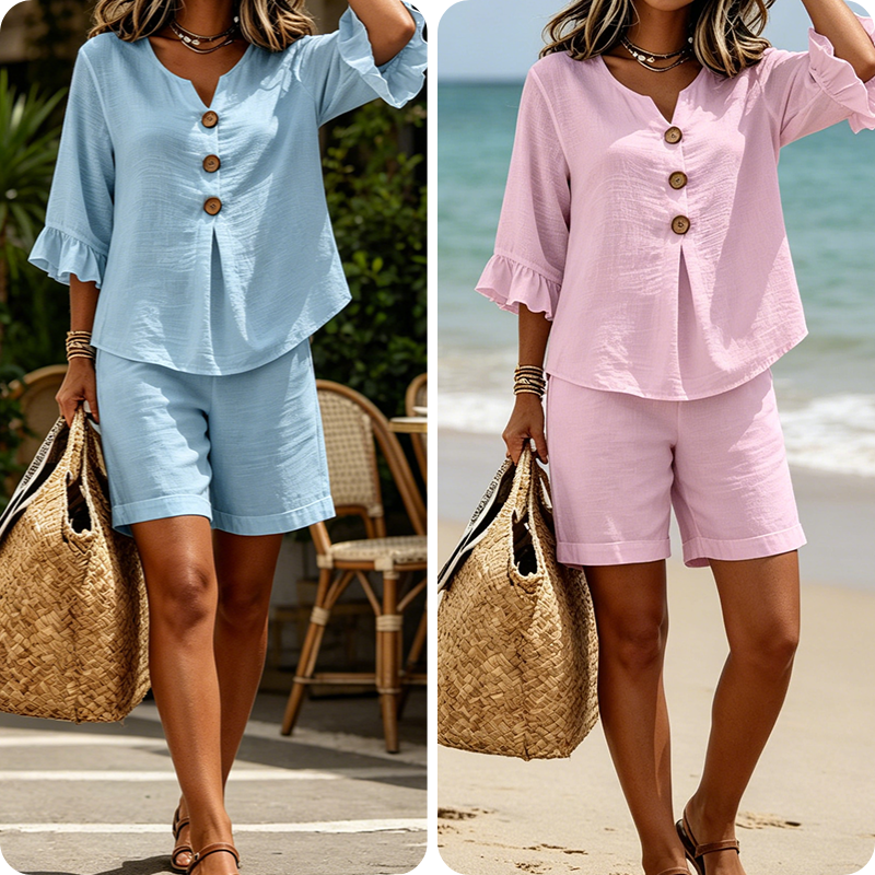 Women's Casual Cotton Two-Piece Outfit