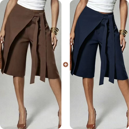 Women's Chic Tie-Front Wide-Leg Culottes