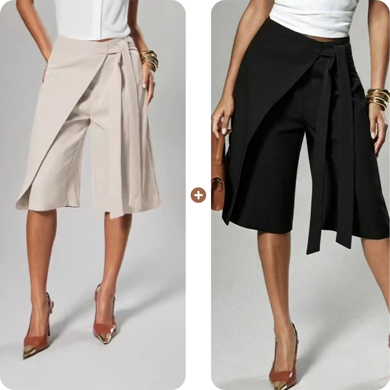 Women's Chic Tie-Front Wide-Leg Culottes