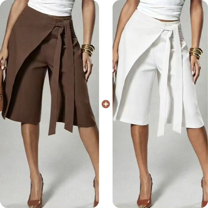 Women's Chic Tie-Front Wide-Leg Culottes