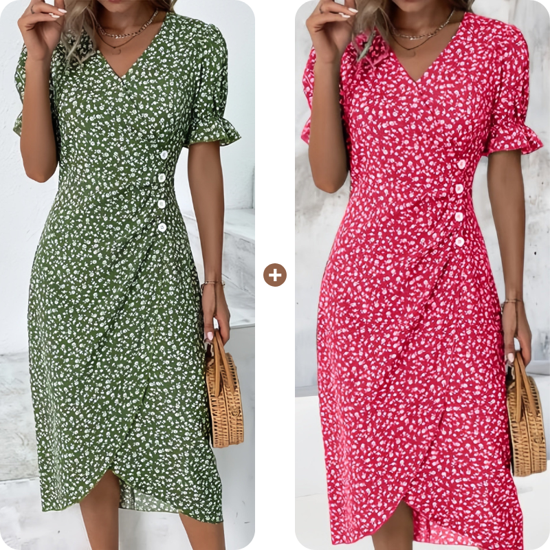 🌷49% OFF🍃Women's floral v-neck printed dress