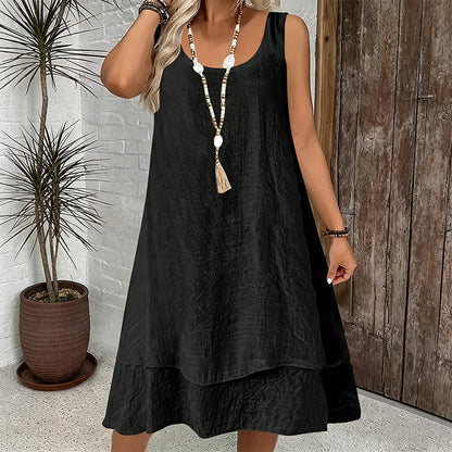 Bestseller💕 Double Layer Sleeveless Dress – Effortless Elegance & Modern Layered Look for Everyday