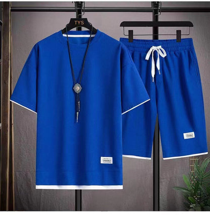 🌀 LIMITED-TIME 49% OFF! 🧺 Waffle Fabric Short Sleeve 2-Piece Set – Breathable, Loose Fit & Side Pockets 👕