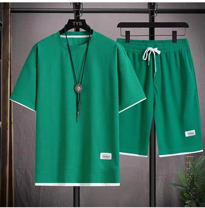 🌀 LIMITED-TIME 49% OFF! 🧺 Waffle Fabric Short Sleeve 2-Piece Set – Breathable, Loose Fit & Side Pockets 👕
