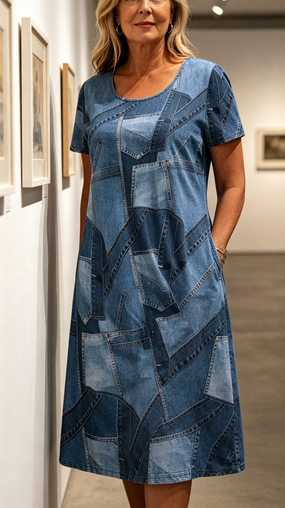 ⏳Time-limited Special⏰Women's Casual Patchwork Pattern Dress
