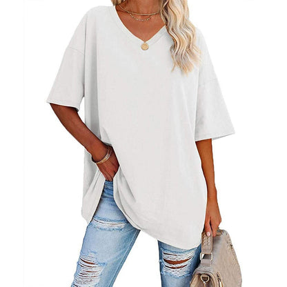 🌷2026 Summer Sale 50% OFF☀️Women's Summer Half Sleeve Casual Loose Fit Cotton Tunic T-shirt