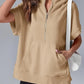 2024 Oversized Casual Half Zip Short Sleeve Pullover Tops with Pockets