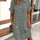 💎 60% OFF! 💎 Women's Buttoned Short Sleeve Pocket Shirt Dress – Cotton Blend, Relaxed Fit & Everyday Versatility (M–2XL) 👗🌿