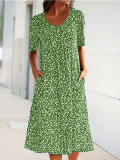 💫Hot Sale💛Casual Women Scoop Neck Floral Dress (8 Colors with Pockets)