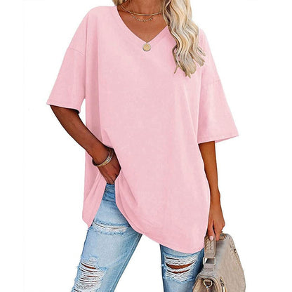 🌷2026 Summer Sale 50% OFF☀️Women's Summer Half Sleeve Casual Loose Fit Cotton Tunic T-shirt